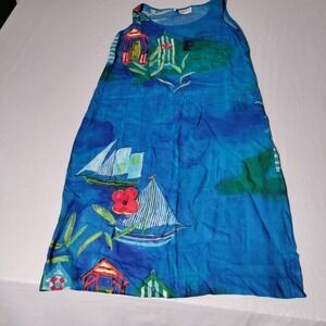 Peter Popovitch Dress Blue Nautical Sailboat Sailorcore Sundress No Size Tag